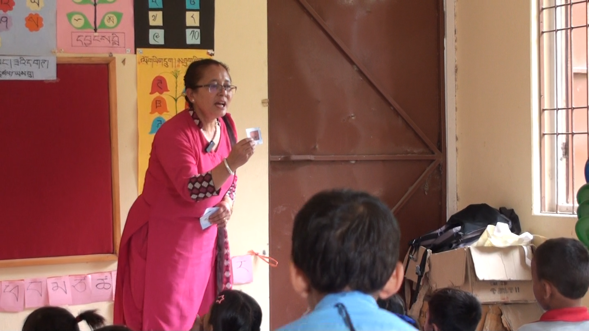 Pictures taken by us when we arrived at Shree Okhreni Secondary School in Kathmandu Sundarijal, where Tamang mother tongue Sambhota script is being taught.